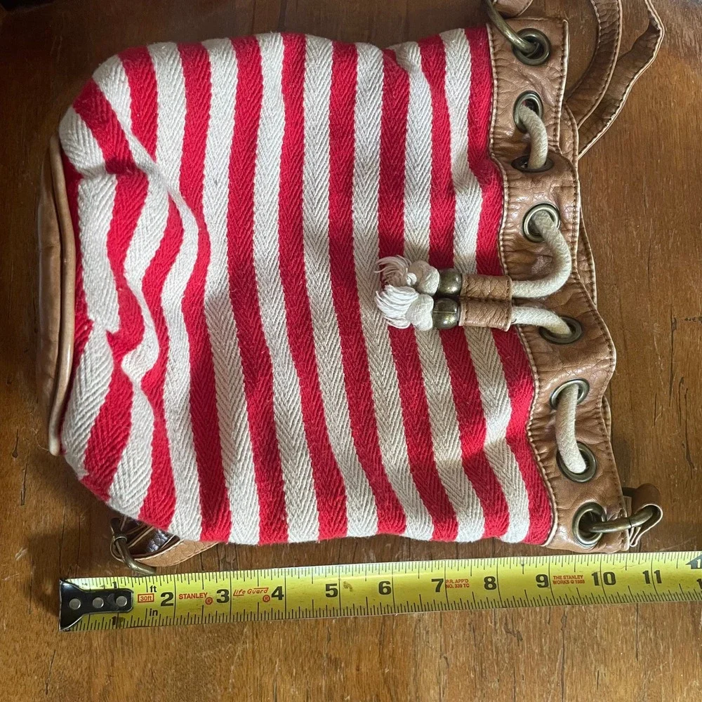 RETRO Arizona Jean‎ Co Slouchy Canvas Rope Drawstring Bucket Bag Crossbody 2010s